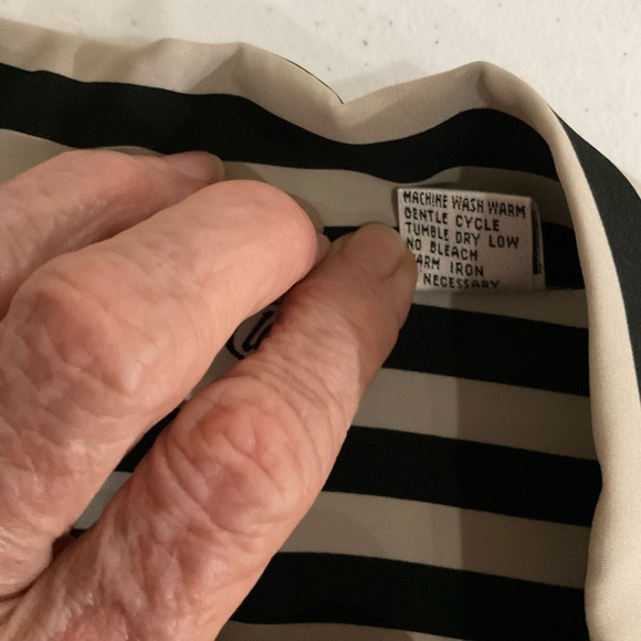 Vintage Yves St. Clair Button Up Blouse Black & Tan Striped Top Women’s Size 10 - Picture 14 of 14